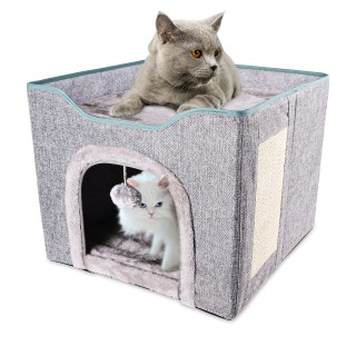 DEWEL Faltbarer Kratzbaum für Katzen und Hunde, doppelt, für kleine und mehrere Haustiere, leicht zu transportieren, Breite 4