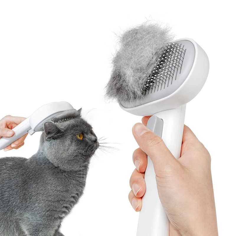 Aumuca Haustierbürste Push Cat Dog Cat Dog Haarentfernung Massage Slicker Bürsten Pillenentfernung für Hunde und für kurze un