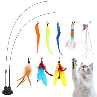 Set Katzenspielzeug Katzenspielzeug Katzenspielzeug Katzenspielzeug ausziehbare Angelrute Saugnapfspielzeug Katzenspielzeug A