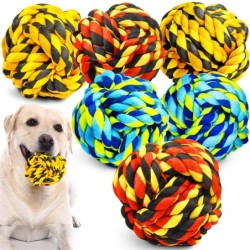 XL Kauball für Hunde, zum Kauen schwerer Hunde, Aggressionsspielzeug mit starkem Zahnseil, 6er-Pack, unzerbrechliches Kauspie