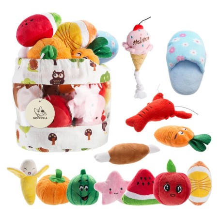 Nocciola Hundespielzeug Obst, Haustierspielzeug mit Sound, kleine Hunde, mittelgroße Hunde, Hundespielzeug, Stofftier, stabil