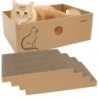 AUSCAT Katzenkratzbaum aus Karton für 4 Ersatznägel, kann als Katzenbox verwendet werden, 37 x 27 x 13 cm, Kratzbaum, Katzen,