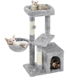Yaheetech Katzenturm für Katzen, Katzenspielzeug ... hellgrau