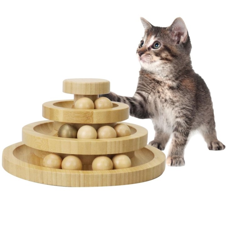 Katzenspielzeug Solospiel Katzenball Katzenspielzeug Katzenspielzeug Ballturm Katze Bambus