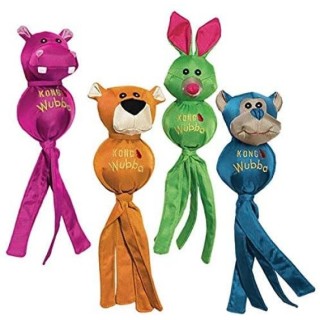 KONG Kong Hundespielzeug, langlebig und mit Sound, Wubba Wubba Wubba Waba Waba Waba, Quietscher, Nilpferd, Bär, Kaninchen, Af