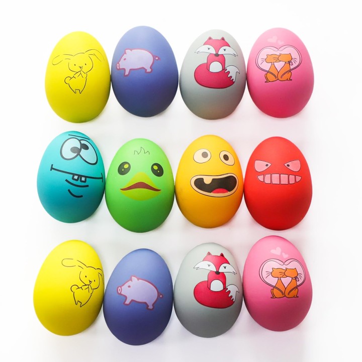 SCHITEC Hundespielzeug mit Kaugeräusch, pädagogisches Stressabbau-Ei, geeignet für Welpen und kleine Hunde [Set 12], Spielzeu