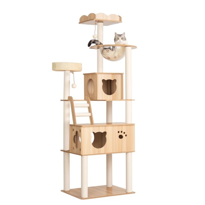 PETTIFUL Katze groß mit Sicht Erwachsene Größe Katze mittlere Krallen Katze Kratzbaum klar lindern Mangel an Bewegung Turm, H