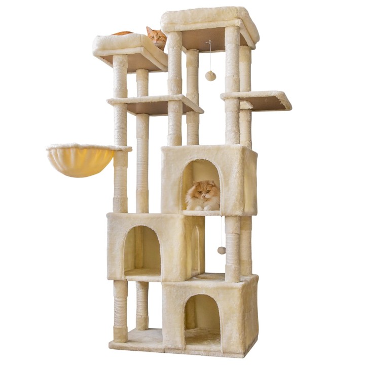 Mwpo Cat Giant Katzenkratzturm 814A, stabil, groß, auffällig, Haus, Schloss, Spielzeug, Katze, Katze, Mehrkopf-Haustier, Schn