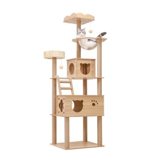 PETTIFUL Katzenbaum, groß, mehrere Modelle, mit Sichtfenster, für ausgewachsene Katzen, mittlere Krallen, Katzenkratzbaum, Li