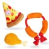 3er-Set Hundespielzeug Gebratenes Huhn Mit Stimmfunktion Für kleine und große Hunde Langlebig und kaubar Pizza, Wurst, mittel