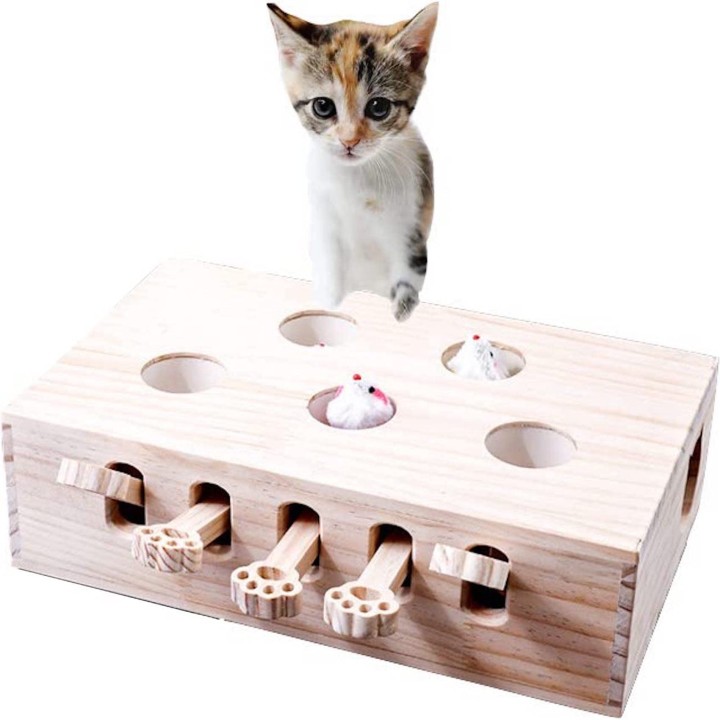 pearpark Katzenspielzeug aus Holz Stilvolles Katzenspielzeug aus sorgfältig ausgewähltem Holz Sichere Materialien Katzenball