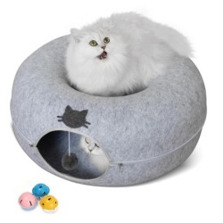 goteeki Katzentunnel, Katzentunnel, Katzendonut, Katzenbett, Kuppel, abnehmbar, waschbar, Katzenbett, 6028 cm (Hellgrau) hell
