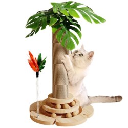 Kratzspielzeug für Katzen, realistische Blätter und rotierende Katzensicherheit, beseitigt leicht zu montierende Stange, Baum