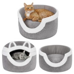 Ownpets Katzenkuppel für Hunde und Katzen, mit Wärmekissen, Schlaffunktion für kleine und große Hunde, Winterbett, Hausform,