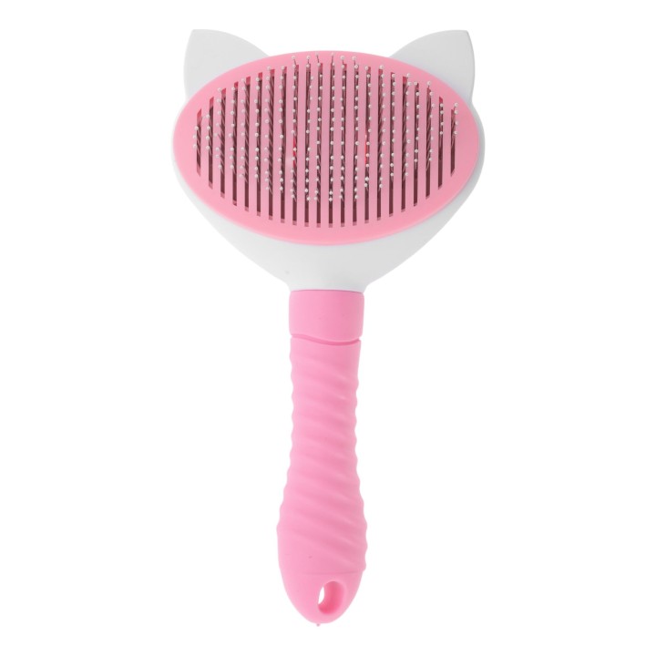 CAPASTEC Pet One Push Cat Dog Bürste, sanft zum Fell, lang, kurz, für Hunde und Katzen, für Pilling, Rosa, Art, Bürste, Bürst
