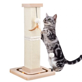 LIFLIX Katzenkrallen-Schärfstange mit natürlichem rotierendem Ball und Bommel, leicht zu montieren, Höhe 67 cm, Spielzeug, Si