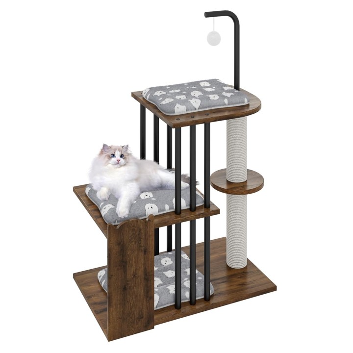 Katzenturm für große, schlanke Katzen, Mini-Katzenturm, leicht zu kratzen, beseitigt mangelnde Tragkraft, Holzturm, Katzentur