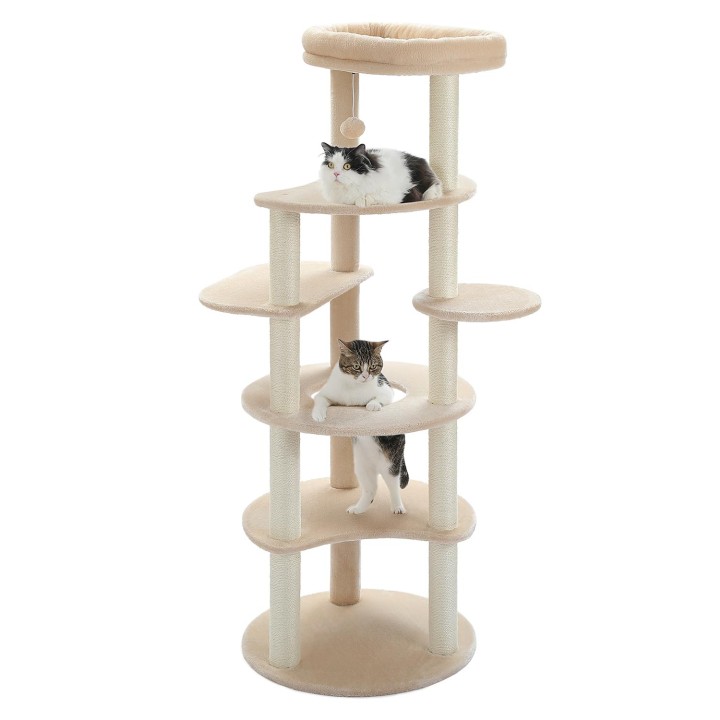 PETEPELA Katzenkratzbaum für große Katzen, mehrere Kratzbäume aus Hanf, beseitigt den Mangel an Schutz vor Stürzen, Höhe: 2,