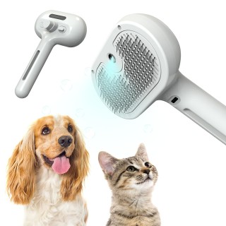 PAKESI Dampfbürste für Haustiere, runder Kopf, Perlenbürste, entfernt sanft verfilztes langes und kurzes Haar, Kamm für Katze