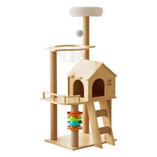 Elegaif Katzenstreu aus Holz für große Räume, transparent, kommt mit einer Mehrfach-Katze für dicke Senioren, Beobachtung, na