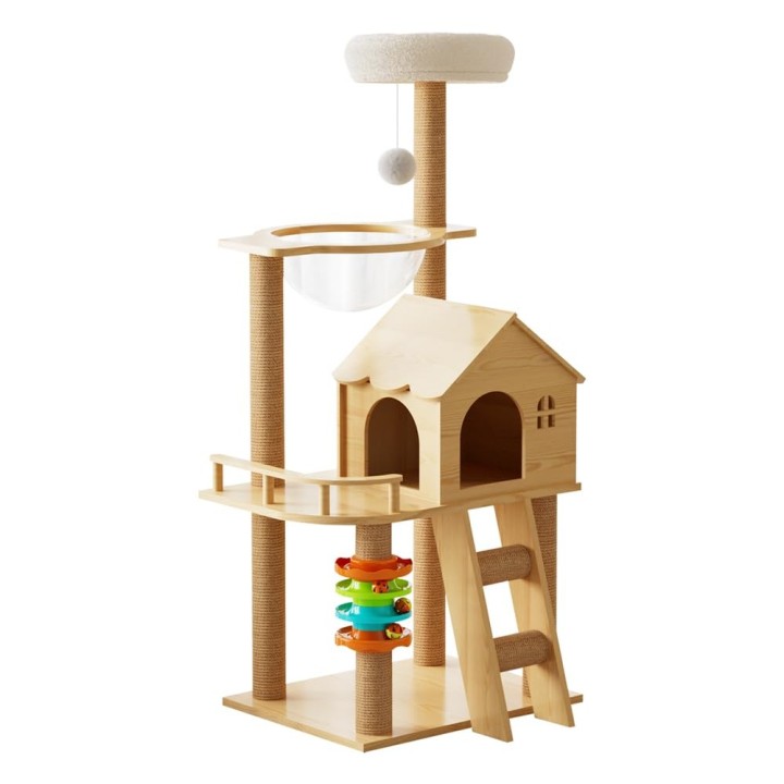 Elegaif Katzenstreu aus Holz für große Räume, transparent, kommt mit einer Mehrfach-Katze für dicke Senioren, Beobachtung, na