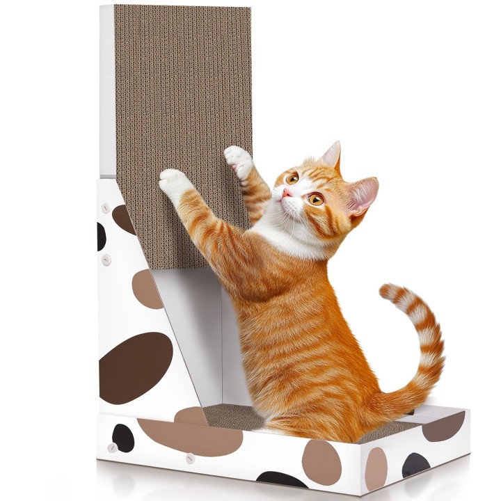 ComSaf Katzenkrallen-Box, vertikal, groß, für Katzen, einfach zu montieren, mit drei Blumenmustern, Anspitzer, Karton, L-Form