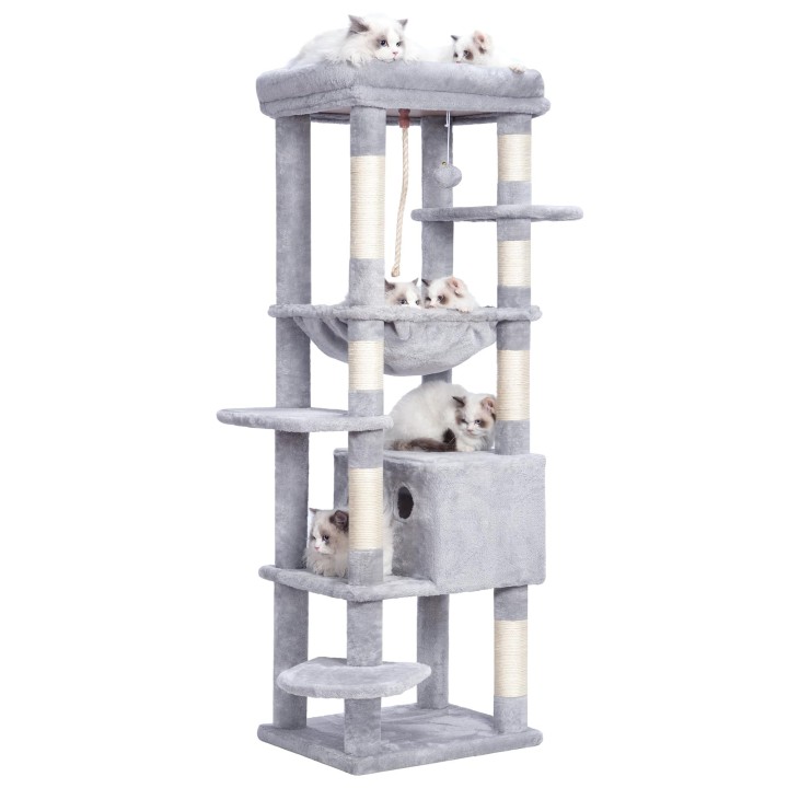 Heybly Katzenturm für große Katzen, mehrere Katzen, ultra-platzsparend, leicht zu beobachten, Hanf, Krallenschärfen, Höhe hel
