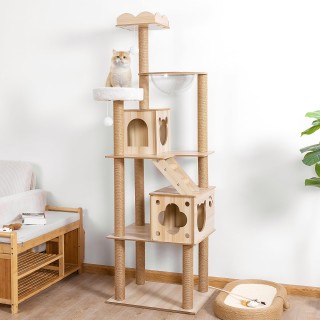 WWI Katzenhöhe für große Katzen, lindert den Mangel an leicht abzurundenden Ecken, platzsparender Turm, aus Holz, 188 cm, sta