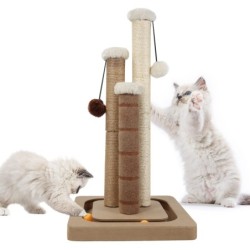 AUSCAT Katzenkrallen-Schärfstange mit 3 Katzenkrallenschärfern, natürlich, kommt mit rotierender Kugel und Bommel, leicht zu