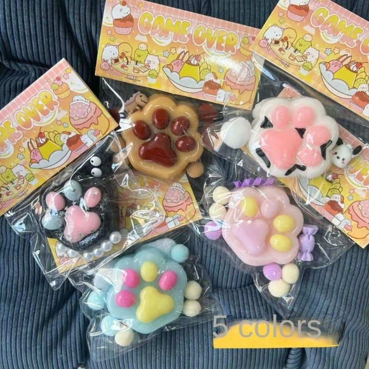 Klebrige Katzenkralle Quetschspielzeug Weiches Relief Entspannen Spielzeug Geschenke Dekomprimieren Kneifen Katzenpfote weiß