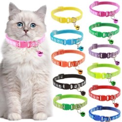 Haustier-Patch, buntes Glöckchen-Katzenhalsband mit Schnalle 19-32cm graue