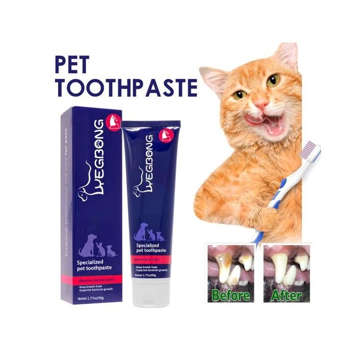 Haustier-Zahnpasta, bekämpft Mundgeruch, entfernt Plaque, optimale Zahngesundheit, Rindfleisch-Vanille-Geschmack für Hunde un