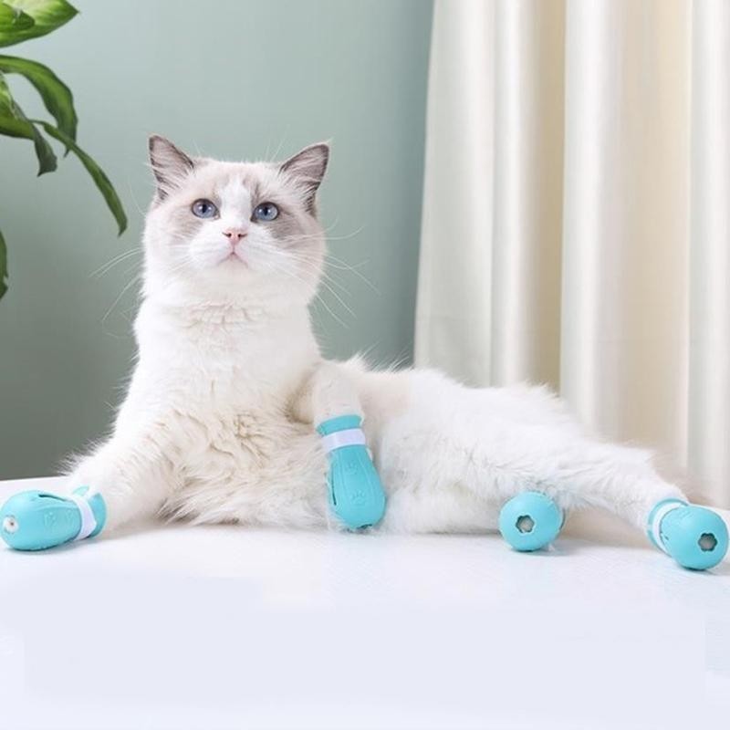 Katzenkrallenabdeckungen, Anti-Beißen, Bad, Waschen, Katzenkrallenabdeckung, geschnittene Nägel, Fußabdeckung Upgrade 4Pcs bl