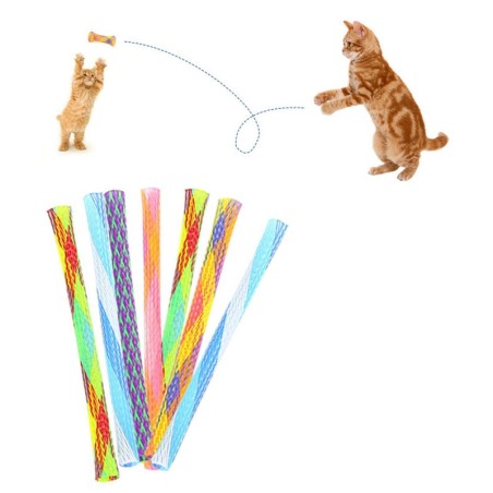 25 Stück Katzenröhren, gewebtes Katzenspielzeug, Kätzchenspielzeug, interaktiv für Katzen, Zahnen, Kauen, Federröhre für Katz