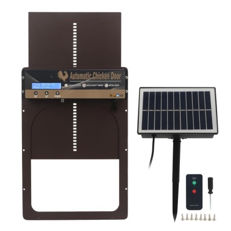 Automatische Hühnerstalltür mit Lichtsensor, Zeitsteuerung, Fernbedienung, Solarbetriebene 3-in-1-Stalltür für die Zucht
