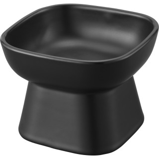 Yamazaki Jitsugyo Höhe Keramik-Futternapf für Haustiere, Schwarz, B11 x T11 x H8 cm, Turm-Futterbehälter, Wasserbehälter, spü