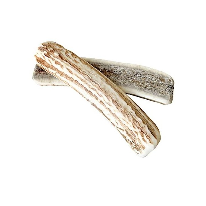 Presica Hirschgeweih halbiert, 2er-Set, Größe für mittelgroße Hunde, Kauspielzeug, Hundespielzeug aus Hirschgeweih, Hundeleck