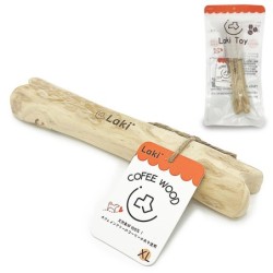 Laki Hundekauspielzeug in Knochenform, Kaffeeholz, Natur, Naturholz, Kaffeebaum, koffeinfrei, Zahnpflege, XL-Größe, 1 Stück,