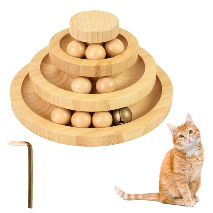 mofulafu Katzenspielzeug, Ball, rotierender Turm mit Glocke, Punch, für Katzen im Innenbereich, Übungsschicht, rutschfest, fü