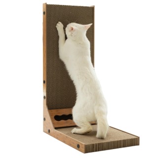 KeyTAIL Katzennagelschärfer mit Kugel, L-Form, Nagelschärferbett aus Karton, Katzennagelwand, vertikal, senkrechte Standin-Fo