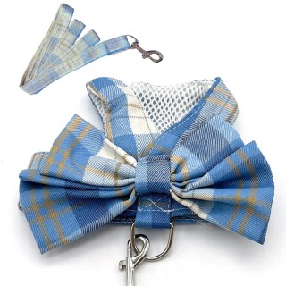 Misora Hundegeschirr mit Leine für mittelgroße und kleine Hunde, Sky XL, Katzen, stilvoll, süß, Netzstoff, blau himmelblaue