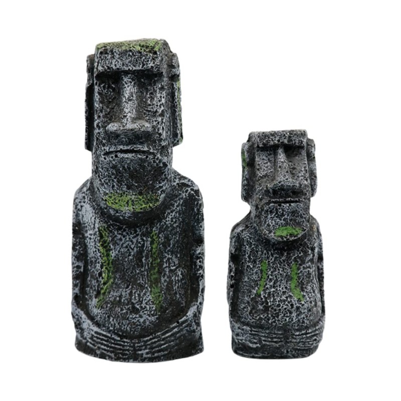 Charmoon Aquarium-Objekt, Moai-Statue, Puppe, Denkmalmodell, stilvolles Versteck, Unterschlupf, Figur, Ornament, groß und kle