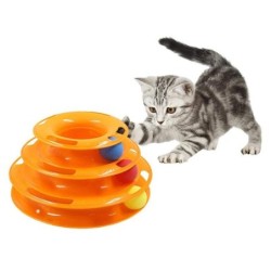 zmart Katzenspielzeugturm Track Disc Dreifach-Katzenball-Trainingsplatte