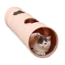 Katzentunnelspielzeug für Katzen, weich, gratis 2, kommt mit Bommel, faltbar, kann zu Katzenzubehör werden [Quietschgeräusch,