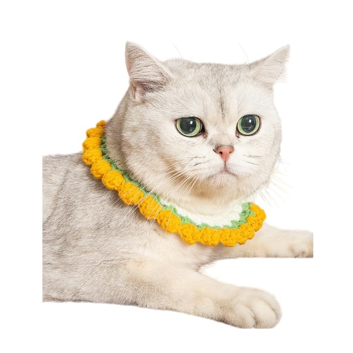 Gestricktes Haustierhalsband, Haustierhalsband, süße gestrickte Blumenhalskette, Accessoire für Katzen, süße Blumen, toll für