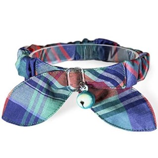 Life Scrunchy Halsband mit verstellbarer Größe, Madras Check Blue Cat's blau
