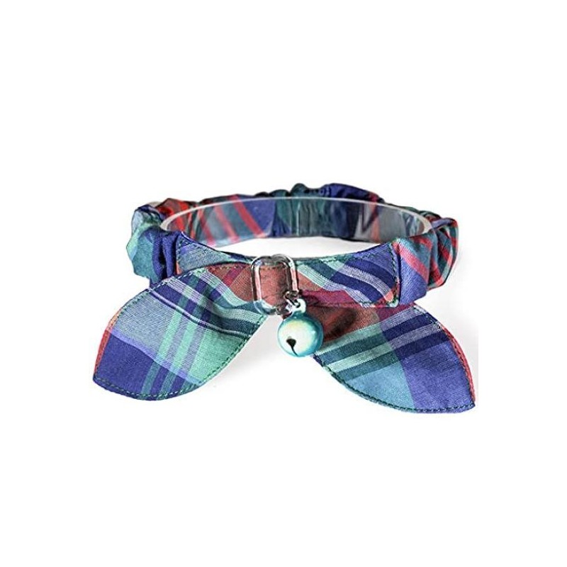 Life Scrunchy Halsband mit verstellbarer Größe, Madras Check Blue Cat's blau