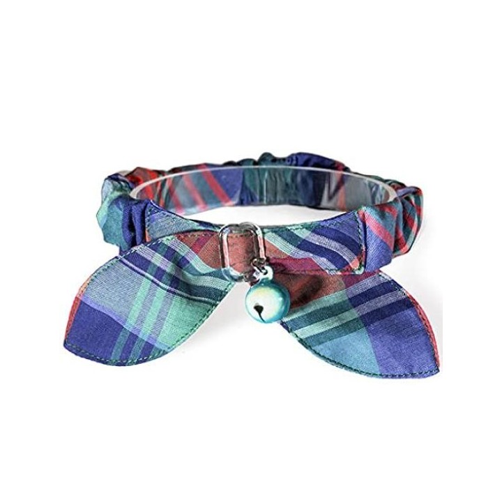 Life Scrunchy Halsband mit verstellbarer Größe, Madras Check Blue Cat's blau