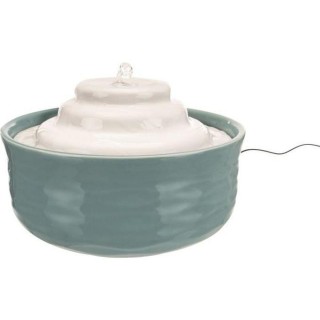 TRIXIE Keramik-Trinkbrunnen Vital Falls – 1,5 L / Ø 22 x 13 cm – Petrol und Weiß – Für Hunde und Katzen