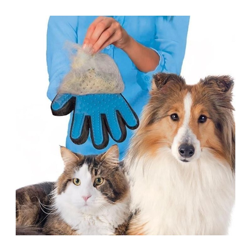 Gants Main droite brosse poils chien chat nettoyage doux True Touch